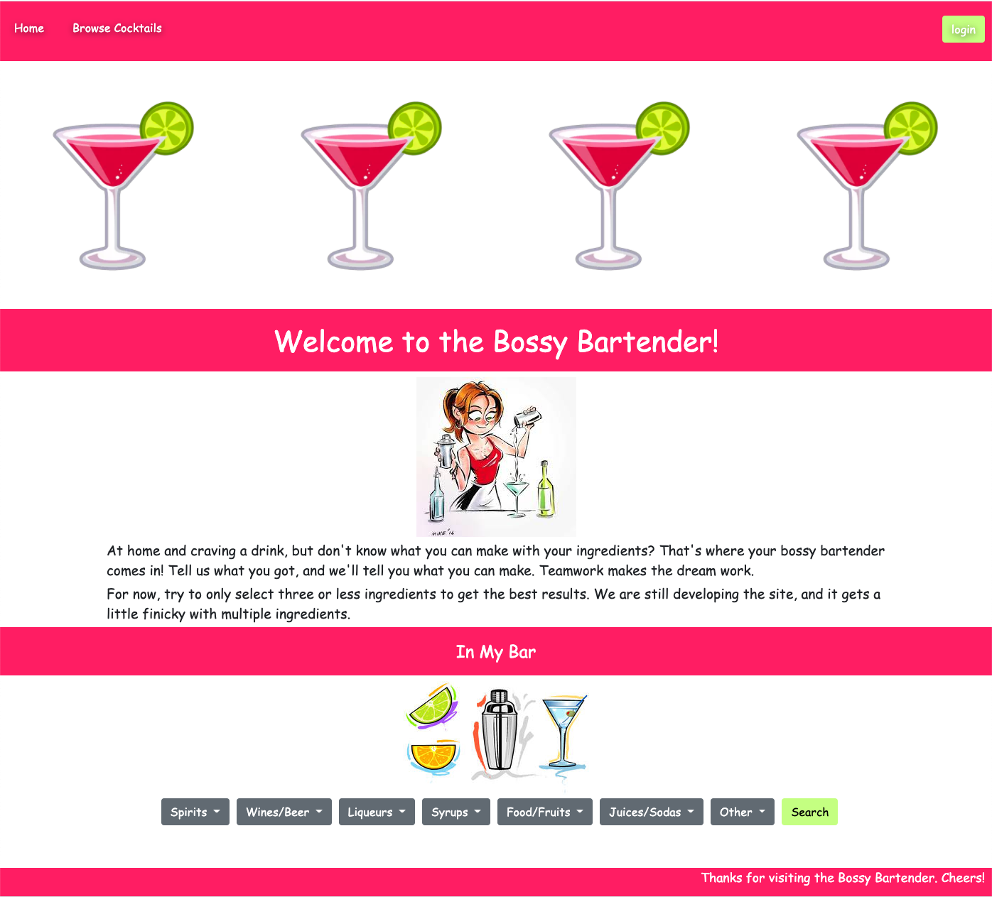 bossybartender website preview